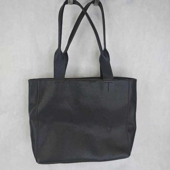 Liz Claiborne Shoulder Purse Tote Bag Black Faux Pebbled Leather Lined Pockets - Picture 6 of 16